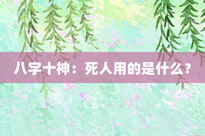 八字十神：死人用的是什么？